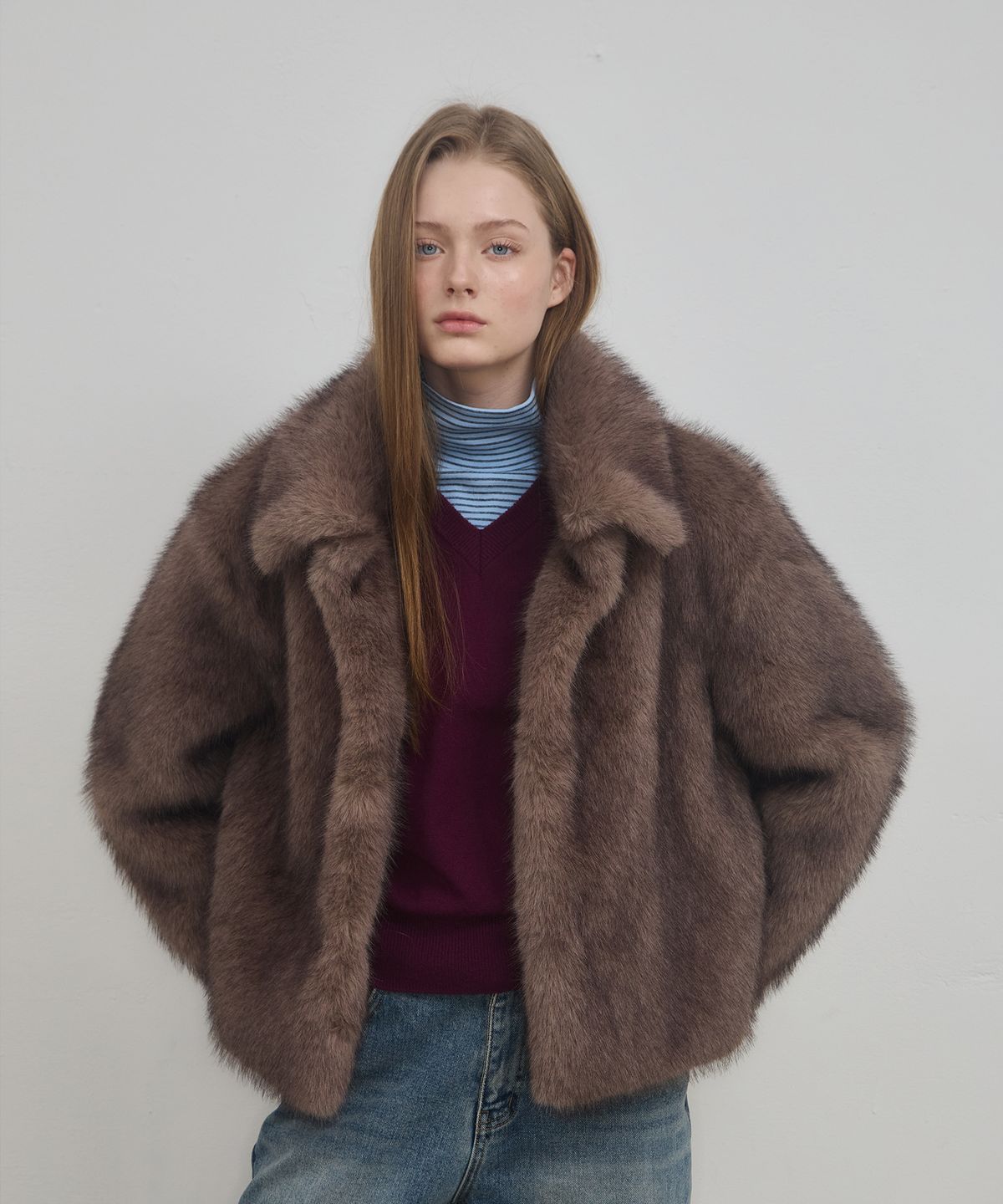 아노에틱(ANOETIC) ANC CLOUD VELOUR FUR JACKET_BROWN
