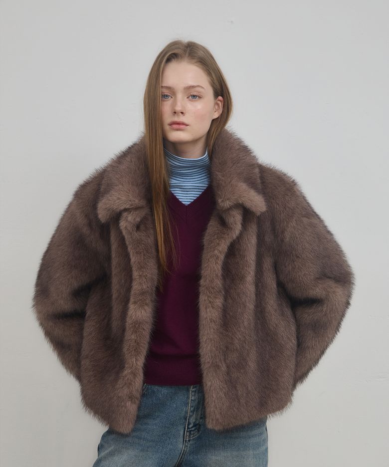 ANC CLOUD VELOUR FUR JACKET_BROWN