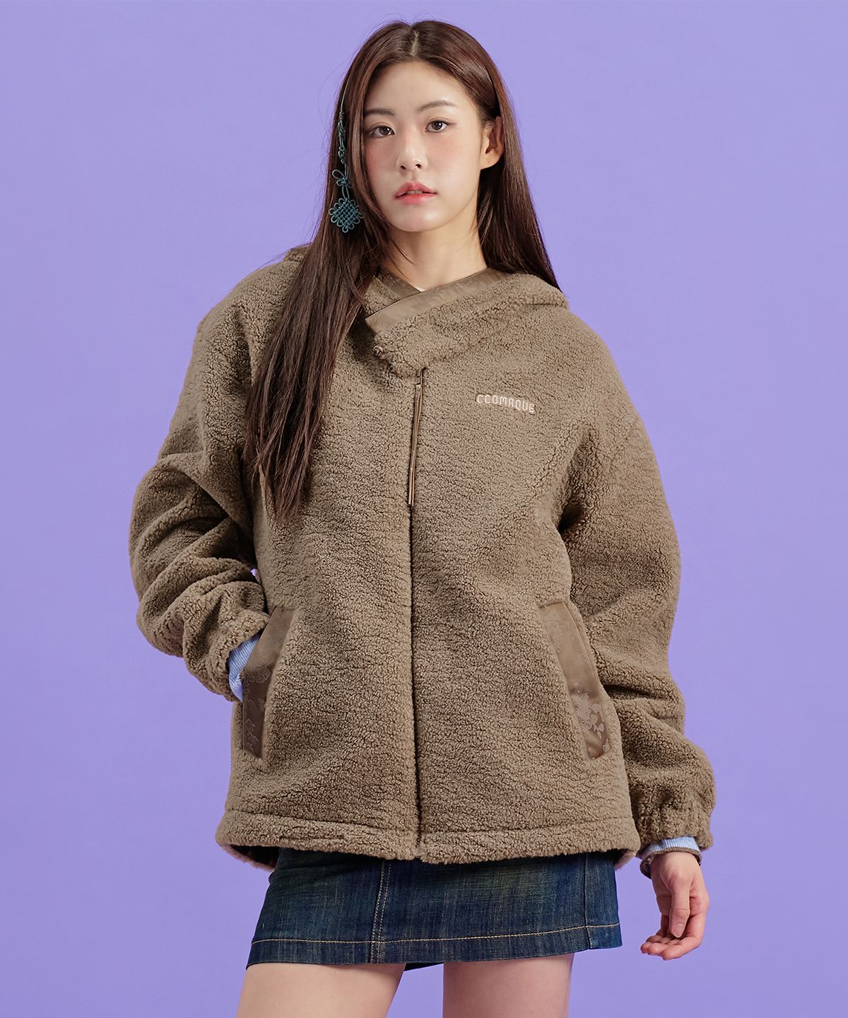 꼬마크(CCOMAQUE) 귀면문 후드 집업 RP43G241