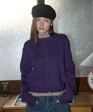 ANC BASIC ROUND CARDIGAN_PURPLE