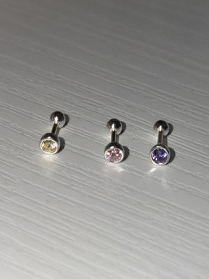 [925실버] 컬러 큐빅 피어싱 (3컬러)