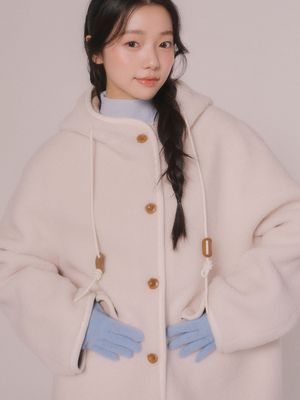 후드 시어링 무스탕 점퍼 (아이보리)