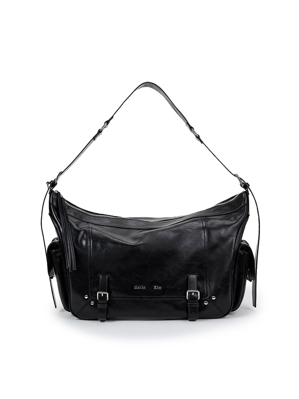 마뗑킴(MATIN KIM) RIVET POINT QUAD BIG SHOULDER BAG IN BLACK