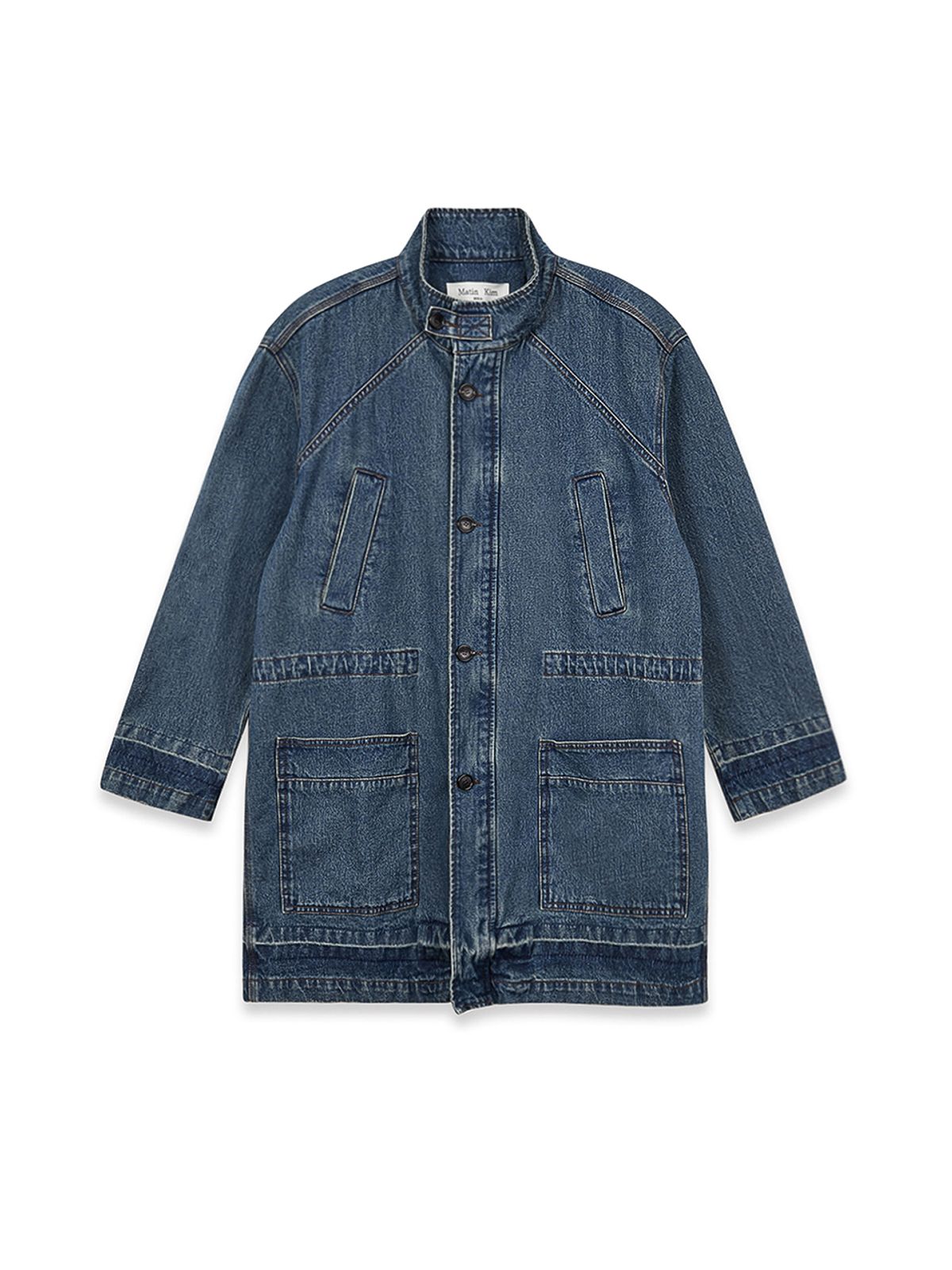마뗑킴(MATIN KIM) POCKET POINT MIDI DENIM JUMPER IN BLUE