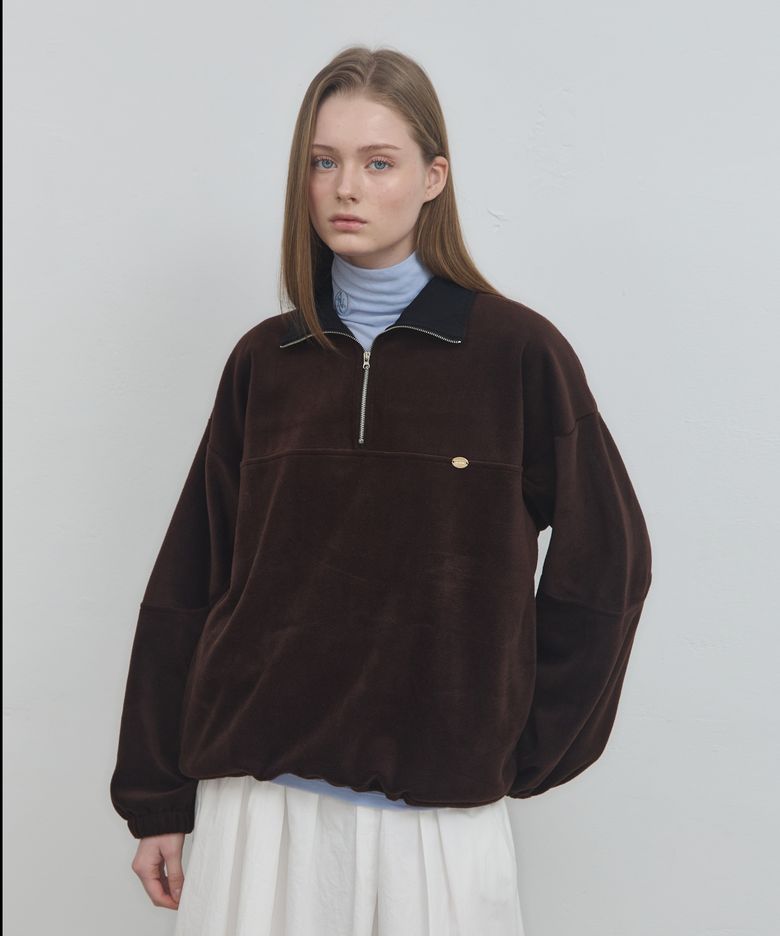 ANC SOFT HALF ZIP-UP FLEECE_BROWN