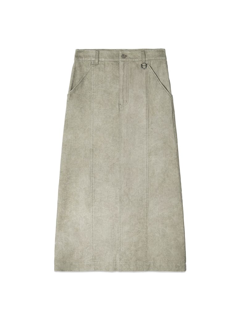WASHED MERMAID LONG SKIRT IN LIGHT KHAKI