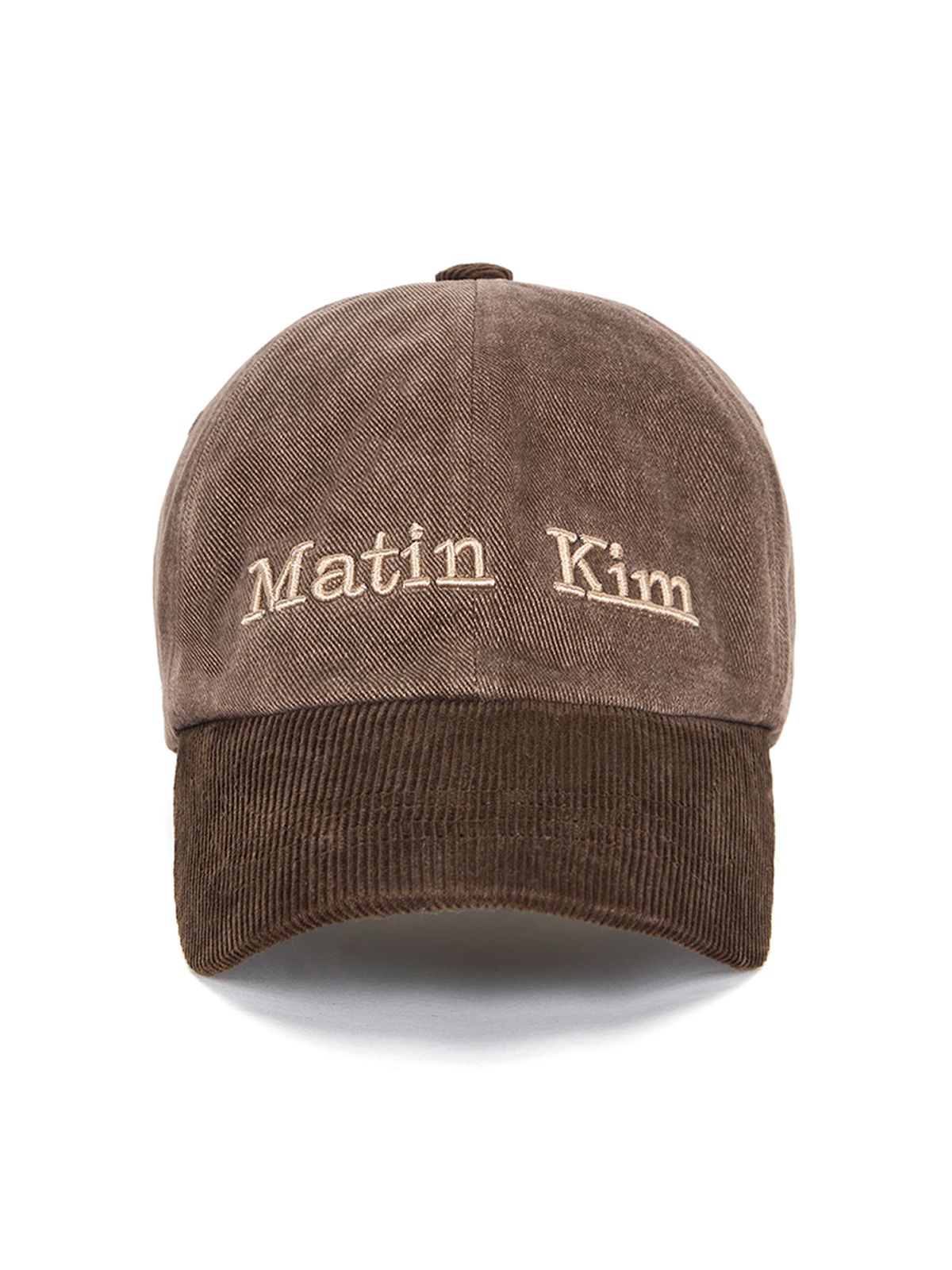 마뗑킴(MATIN KIM) MATIN CLASSIC LOGO CORDUROY BRIM BALL CAP IN BROWN