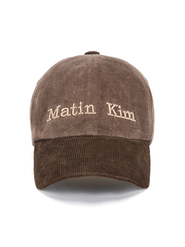 MATIN CLASSIC LOGO CORDUROY BRIM BALL CAP IN BROWN