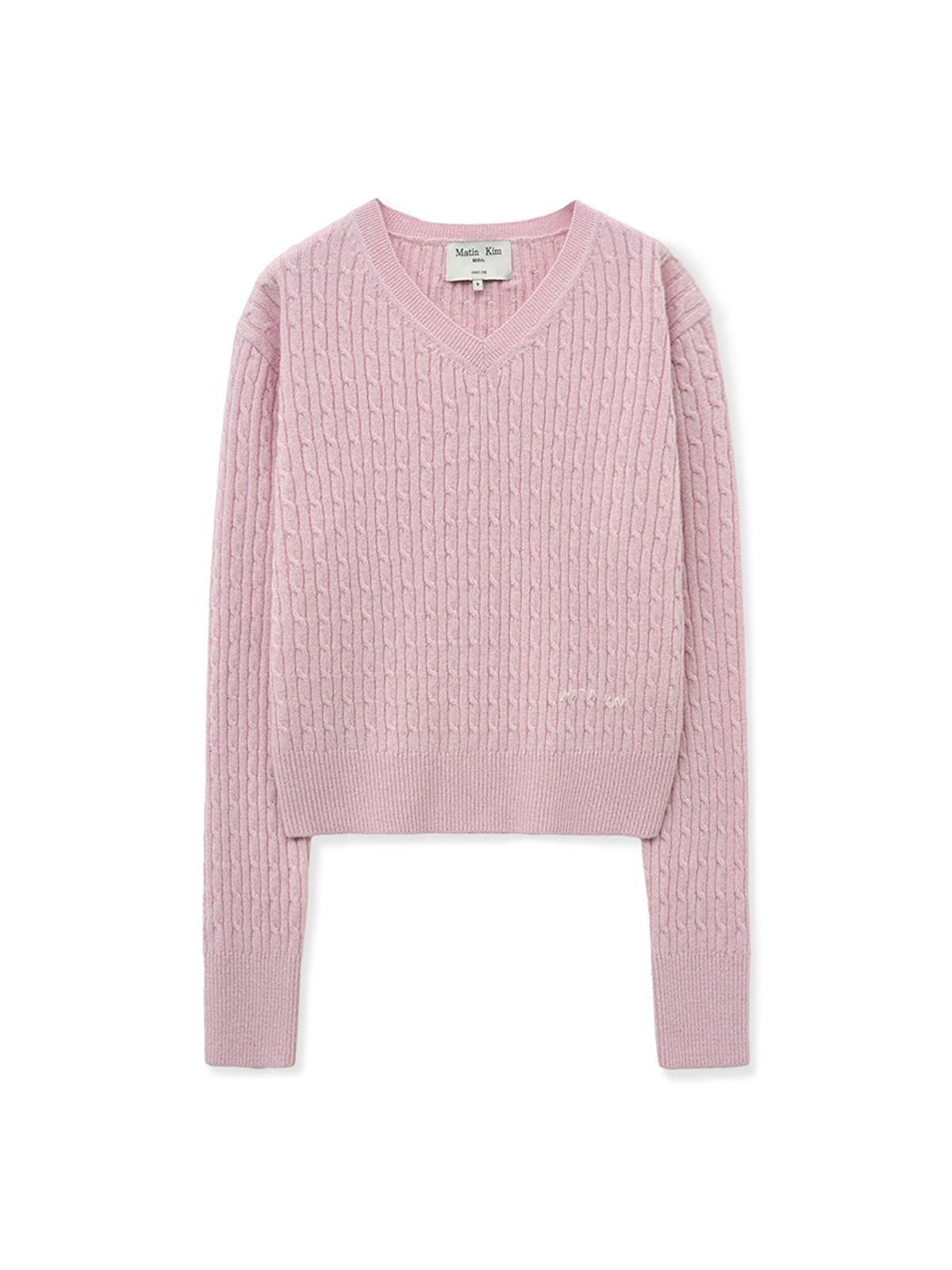 마뗑킴(MATIN KIM) SHINY CABLE PULLOVER IN PINK