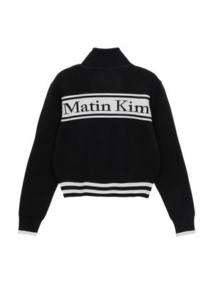 SPELL POINT STRIPE KNIT CARDIGAN IN BLACK