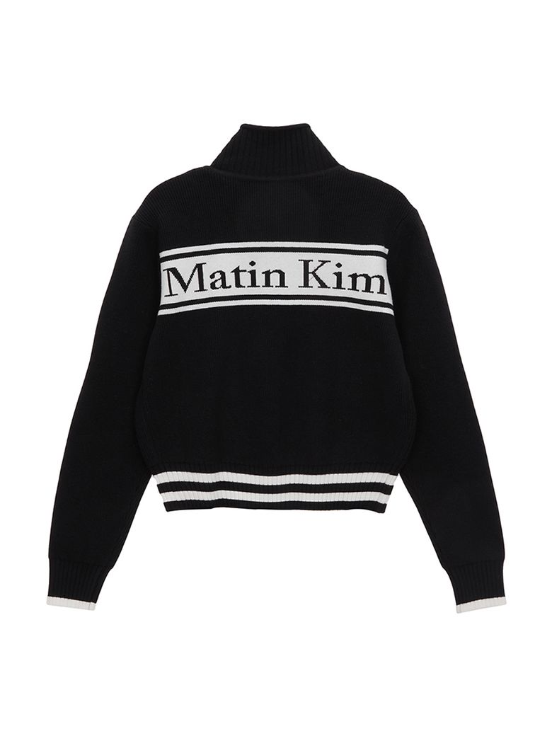 SPELL POINT STRIPE KNIT CARDIGAN IN BLACK