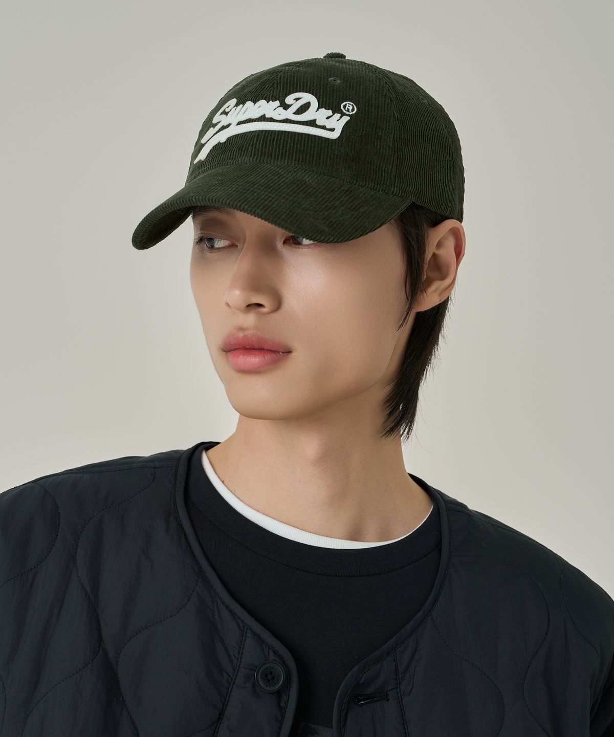 슈퍼드라이(SUPERDRY) 펠트 코듀로이 볼캡 카키
