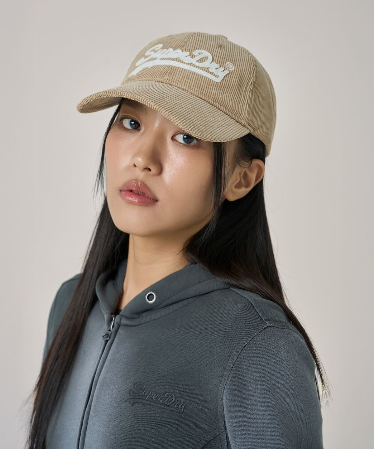 슈퍼드라이(SUPERDRY) 펠트 코듀로이 볼캡 베이지