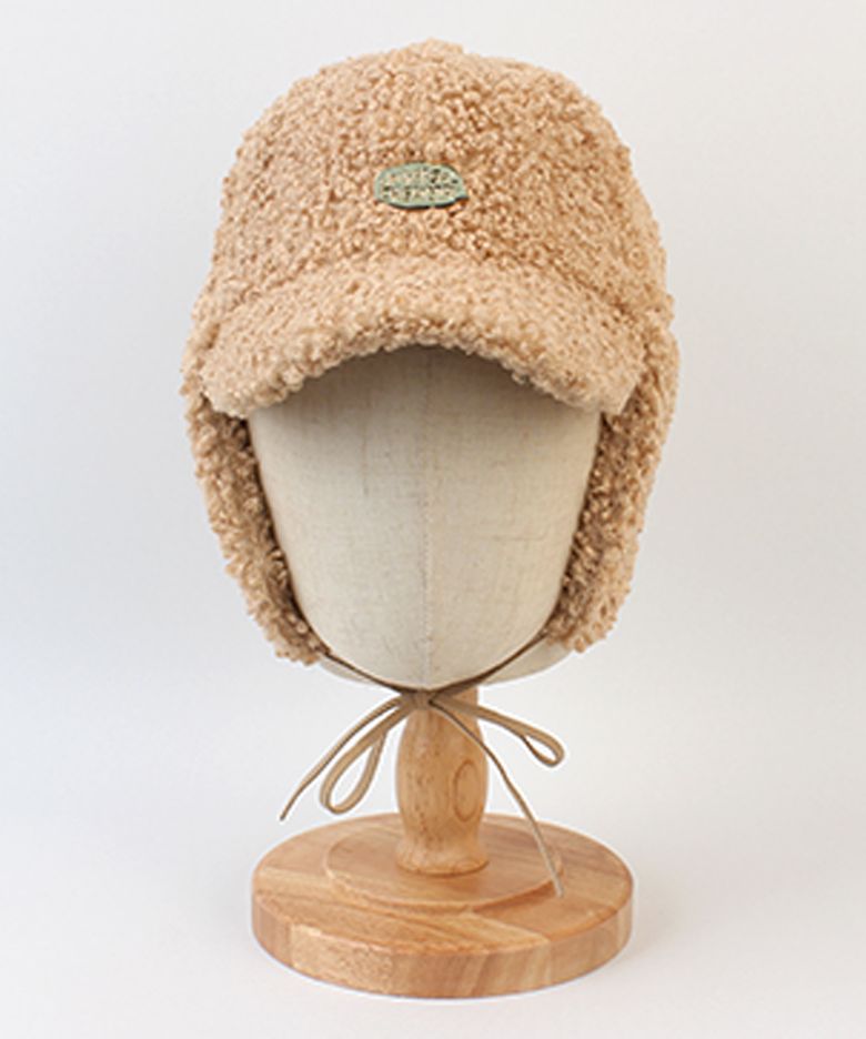 Bubble Fleece Beige Earflap Cap  귀달이모자