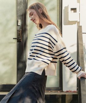 [2컬러] 캐시미어 스트라이프 스웨터