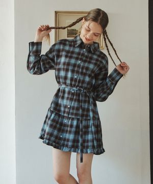 [2컬러] 체크 셔츠 원피스