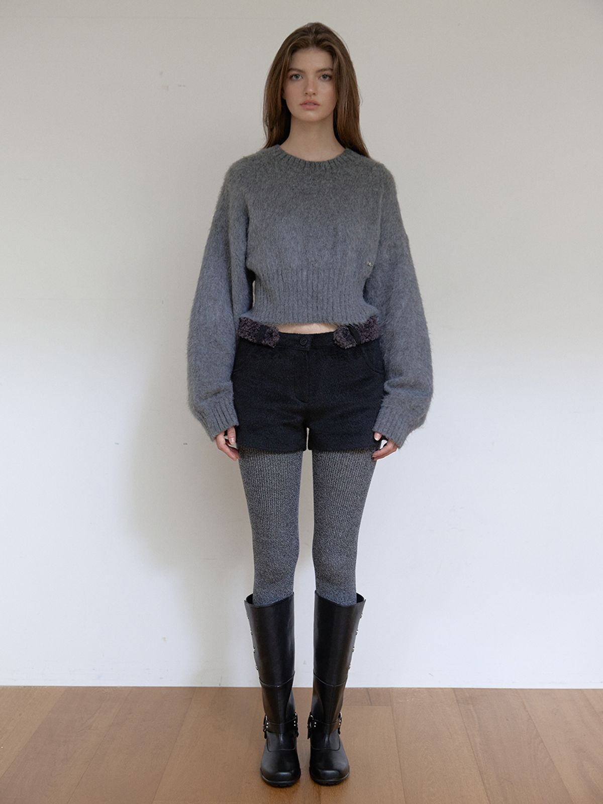 아수라(ASURA) FUR BELT MICRO PANTS (BLACK)