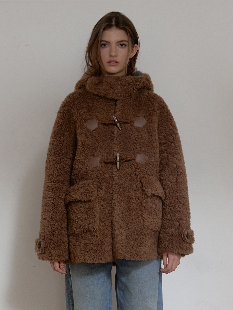 MUSINSA | ASURA WOOL SHEARLING HOODIE MUSTANG (BROWN)