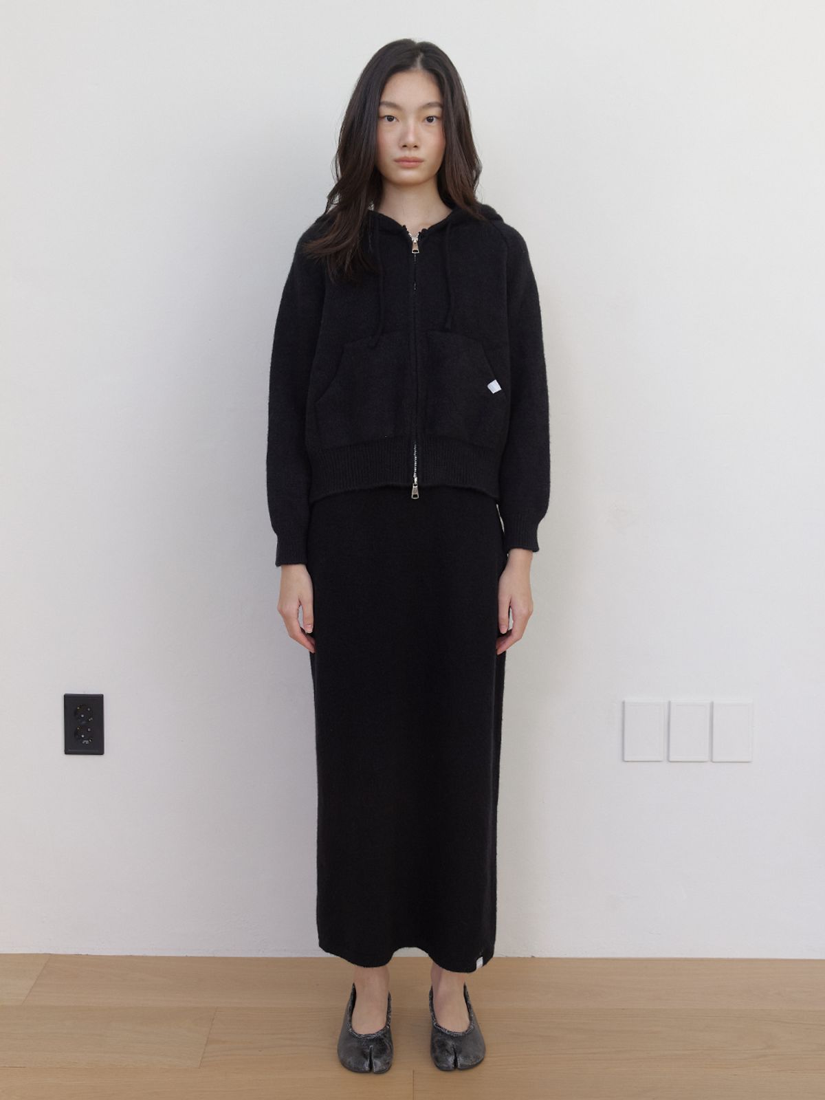 아수라(ASURA) AS BASIC KNIT MIDI SKIRT (BLACK)