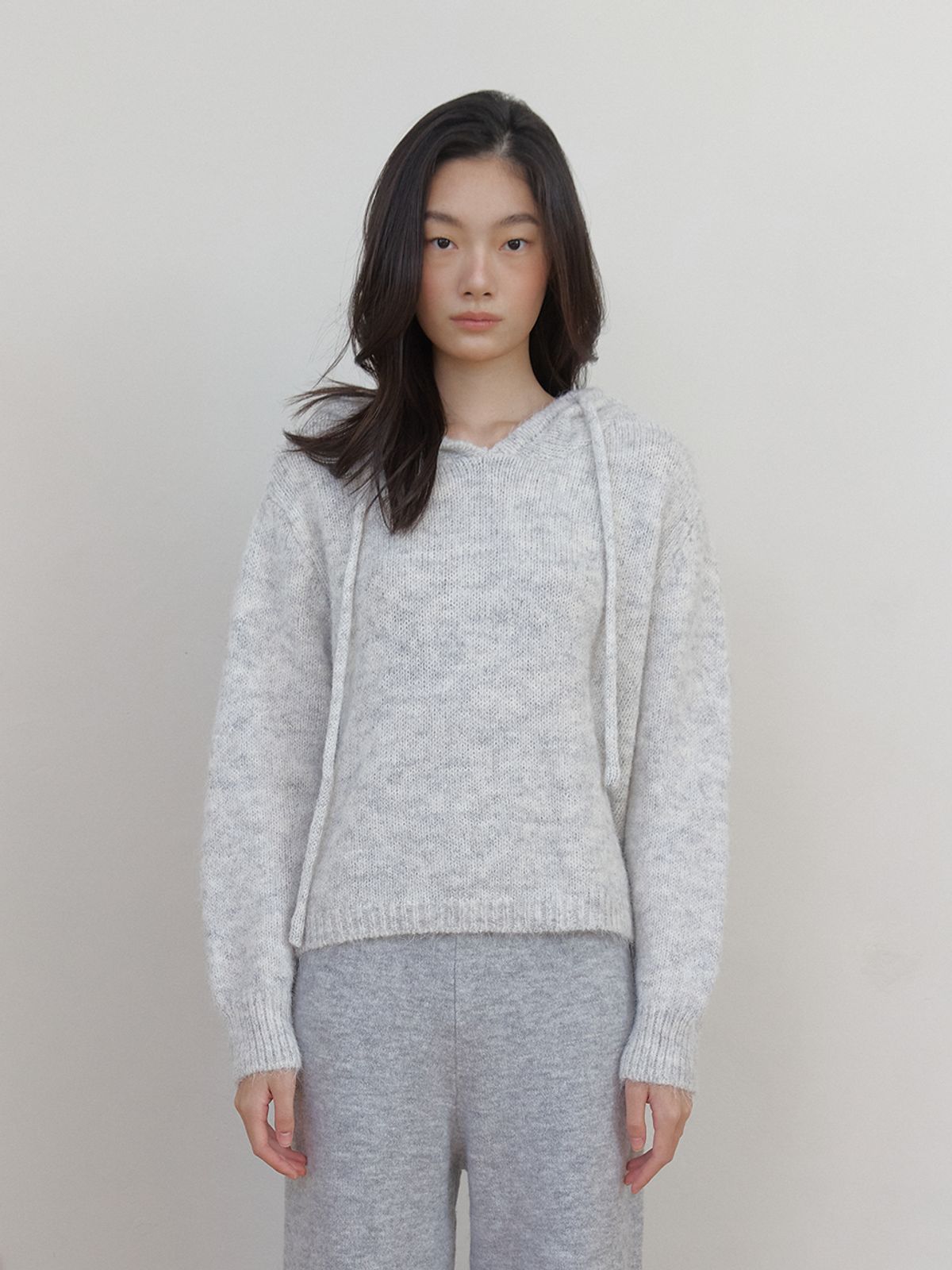 아수라(ASURA) AS BASIC WOOL KNIT HOODY (MELANGE GREY)