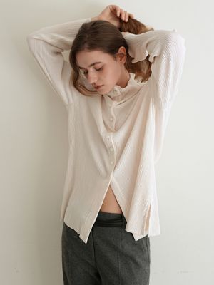 하이넥 플리츠 블라우스 / 아이보리