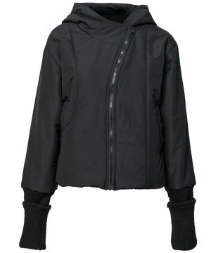 Hooded Asymmetrical Puffer Jacket (FL-053_Black)