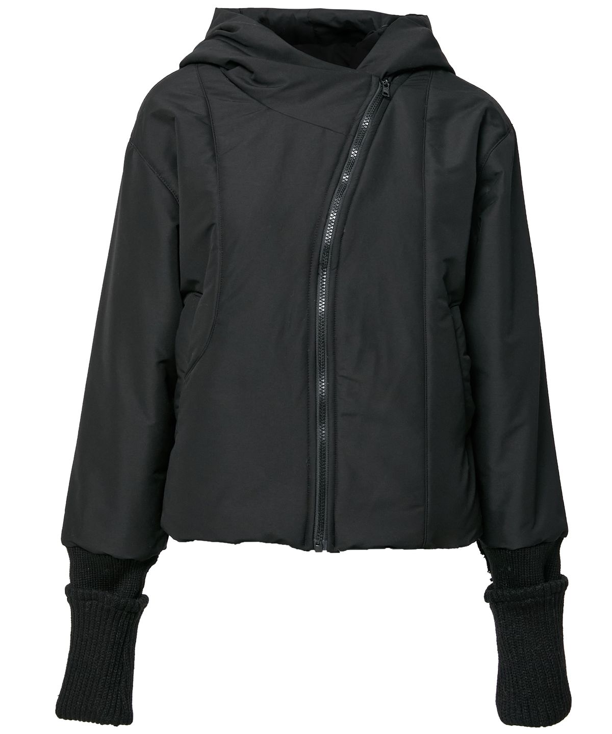 플레어업(FLAREUP) Hooded Asymmetrical Puffer Jacket (FL-053_Black)