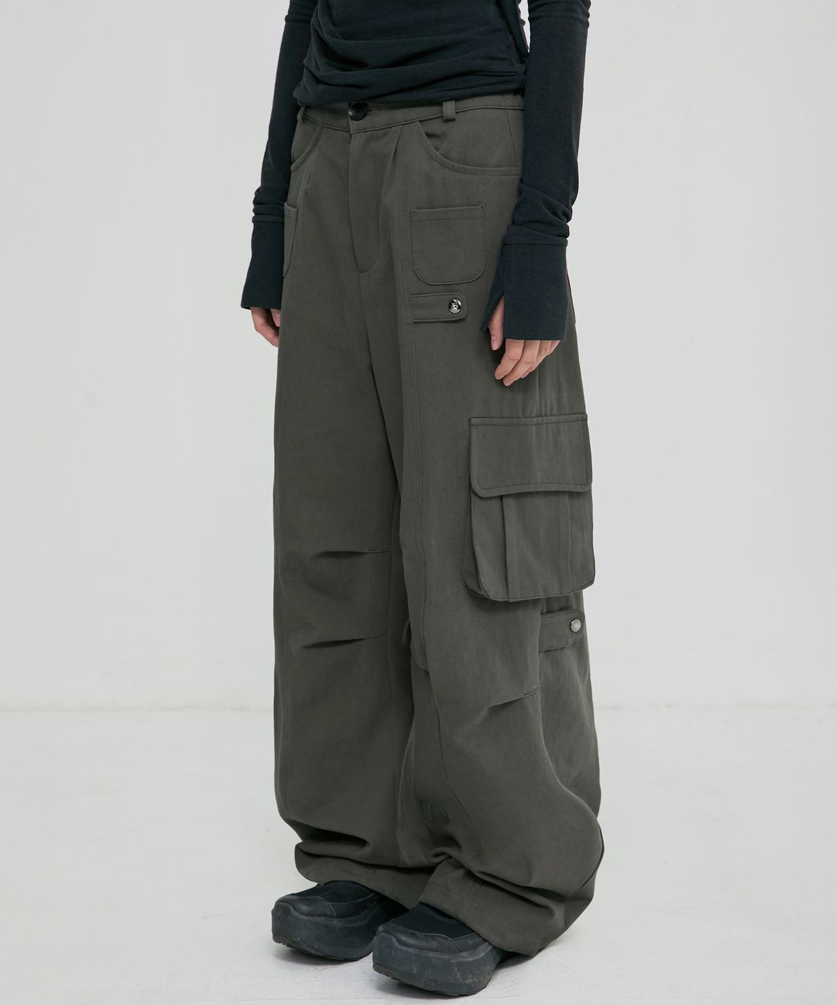 플레어업(FLAREUP) Wide Cargo Pants (FL-262_Grayish Khaki)