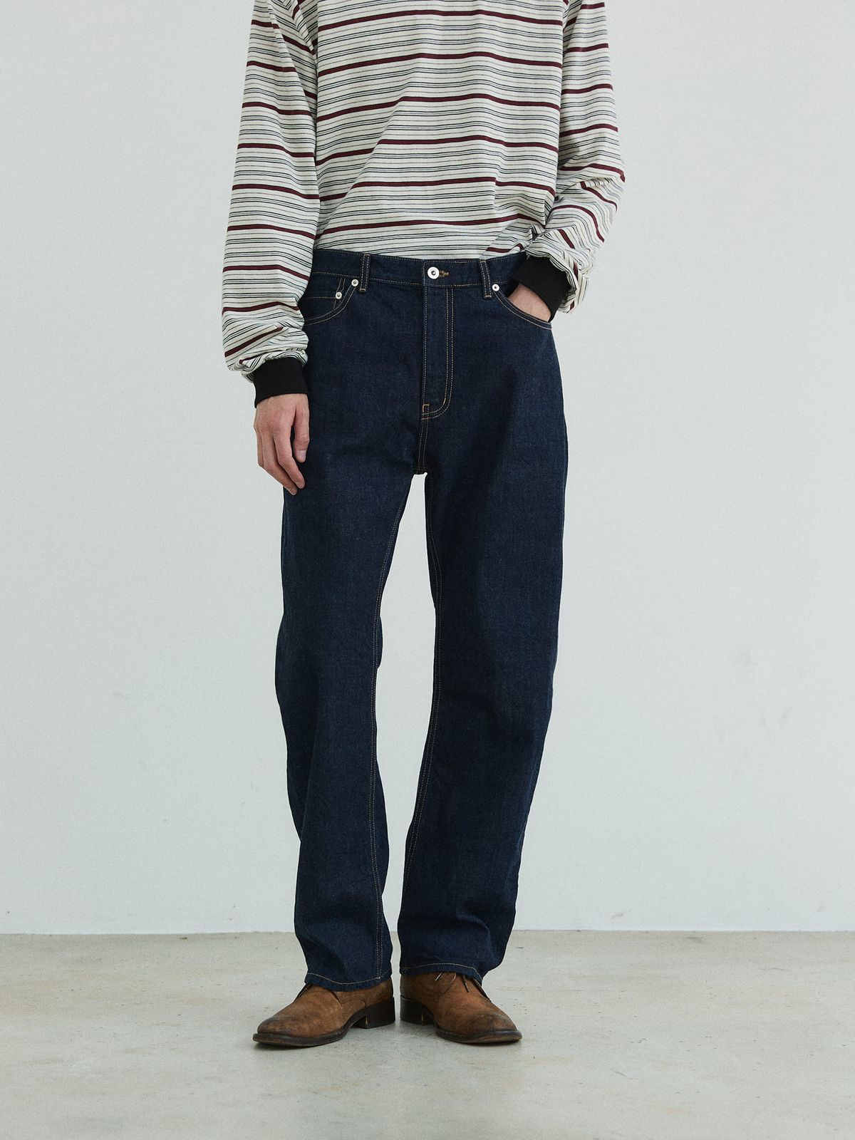 플라비즘(PLAVISM) Regular Washed Denim - Raw Indigo