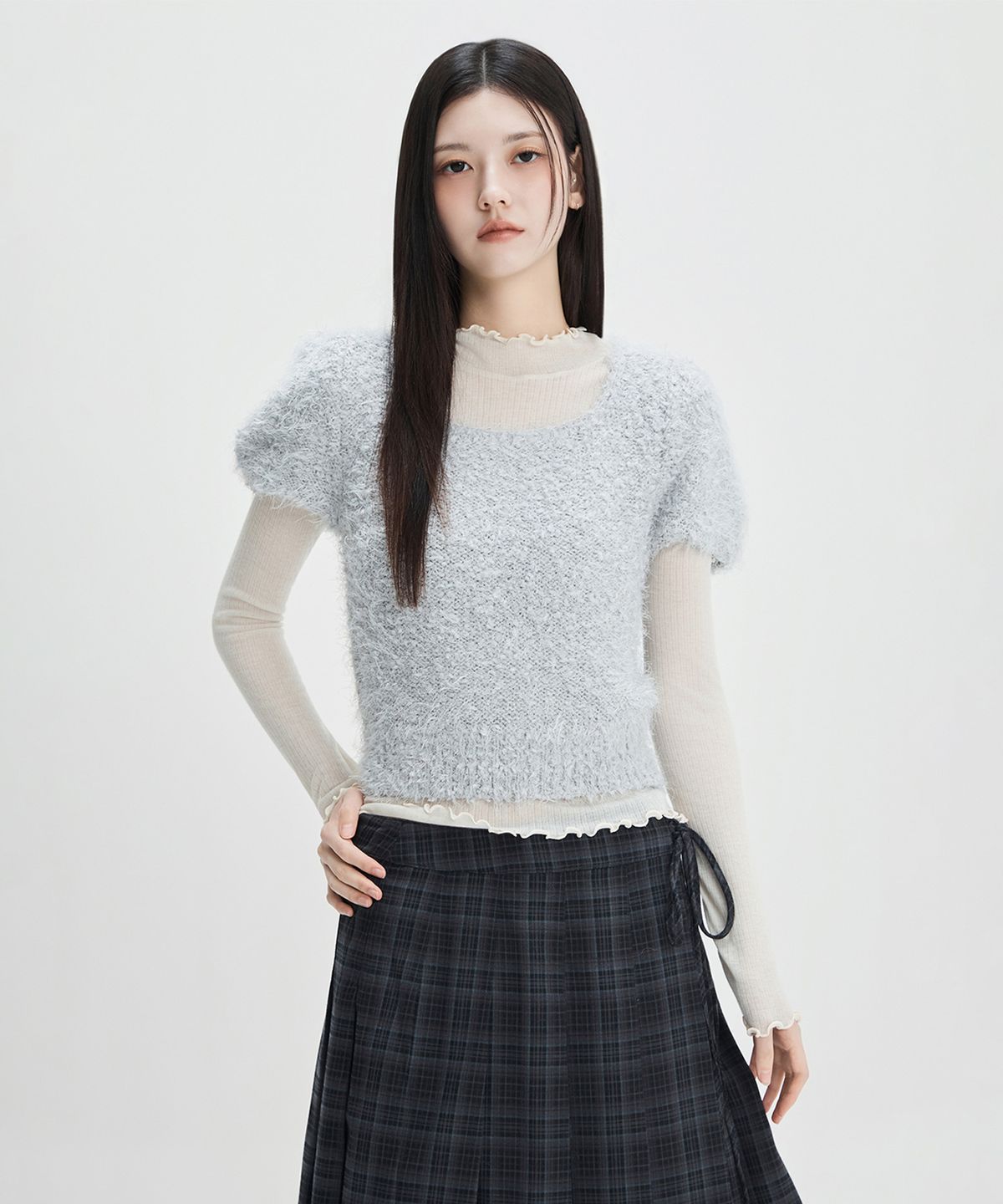 미쏘(MIXXO) 스퀘어넥 반팔 풀오버_MIWKAG114T