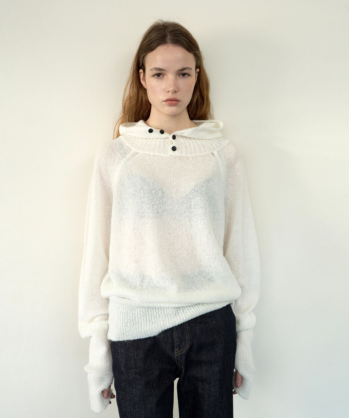 위메농(OUI MAIS NON) Mohair hoodie knit