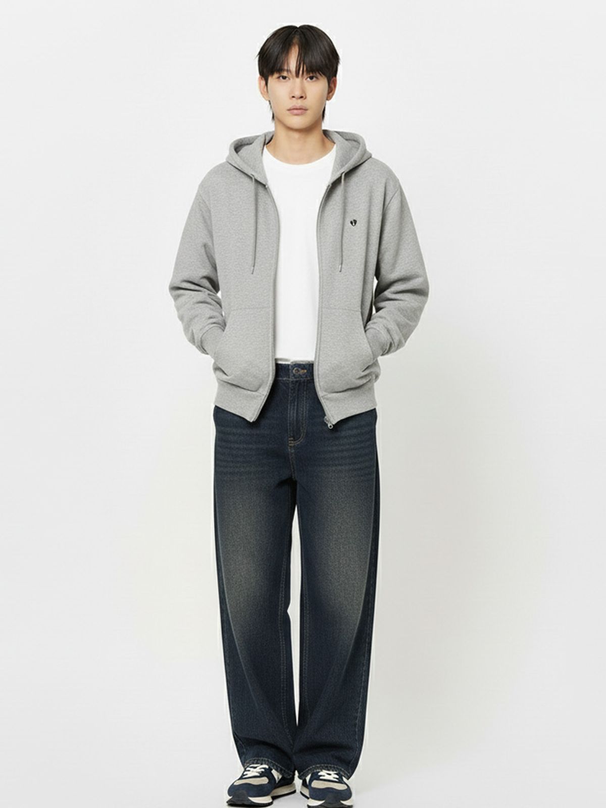 행텐(HANGTEN) 남성 울트라 소프트 백 브러쉬 와이드 데님팬츠_265(10540-055-808-10)