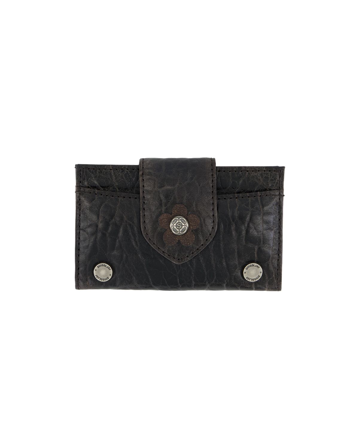 시월107(SIWL107) Fleur Card Wallet (Chocolate)