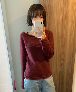 Bold Logo Alpaca Boat Knit - Grape