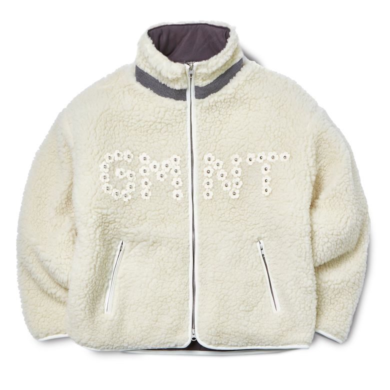 Flower Crochet Sherpa Jacket (CREAM)