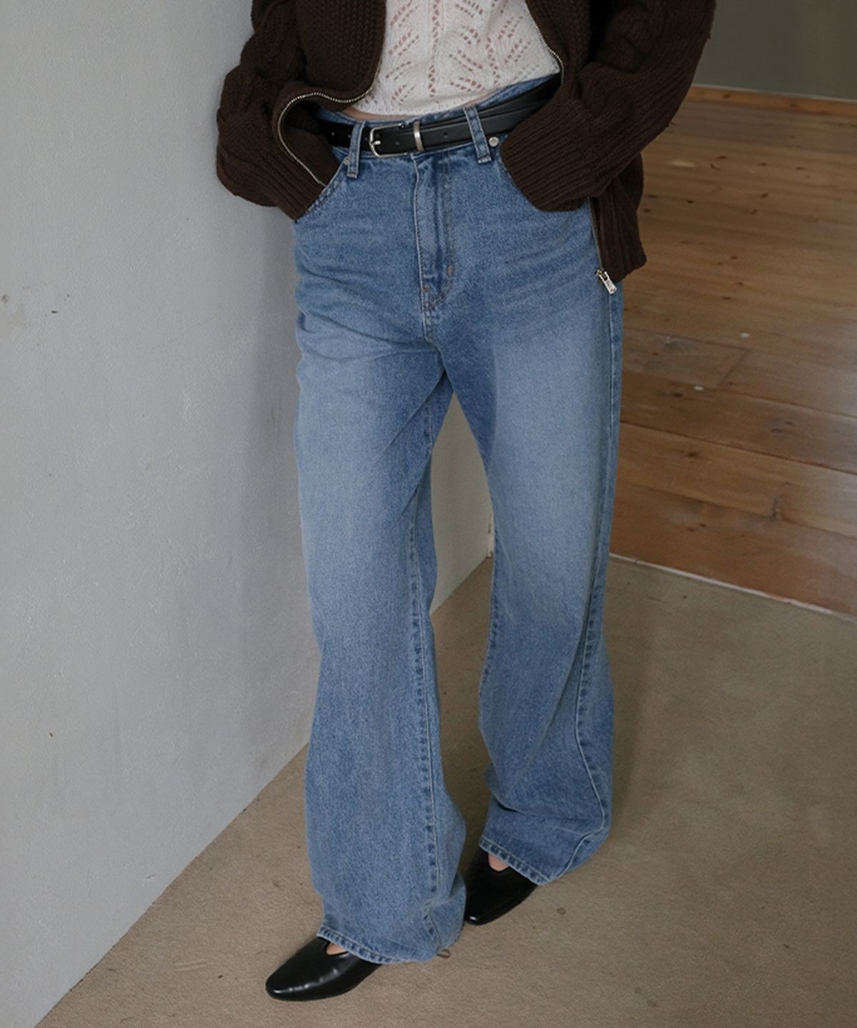 썸웨어버터(SOMEWHEREBUTTER) Matis Wide Denim Pants - Middle Blue
