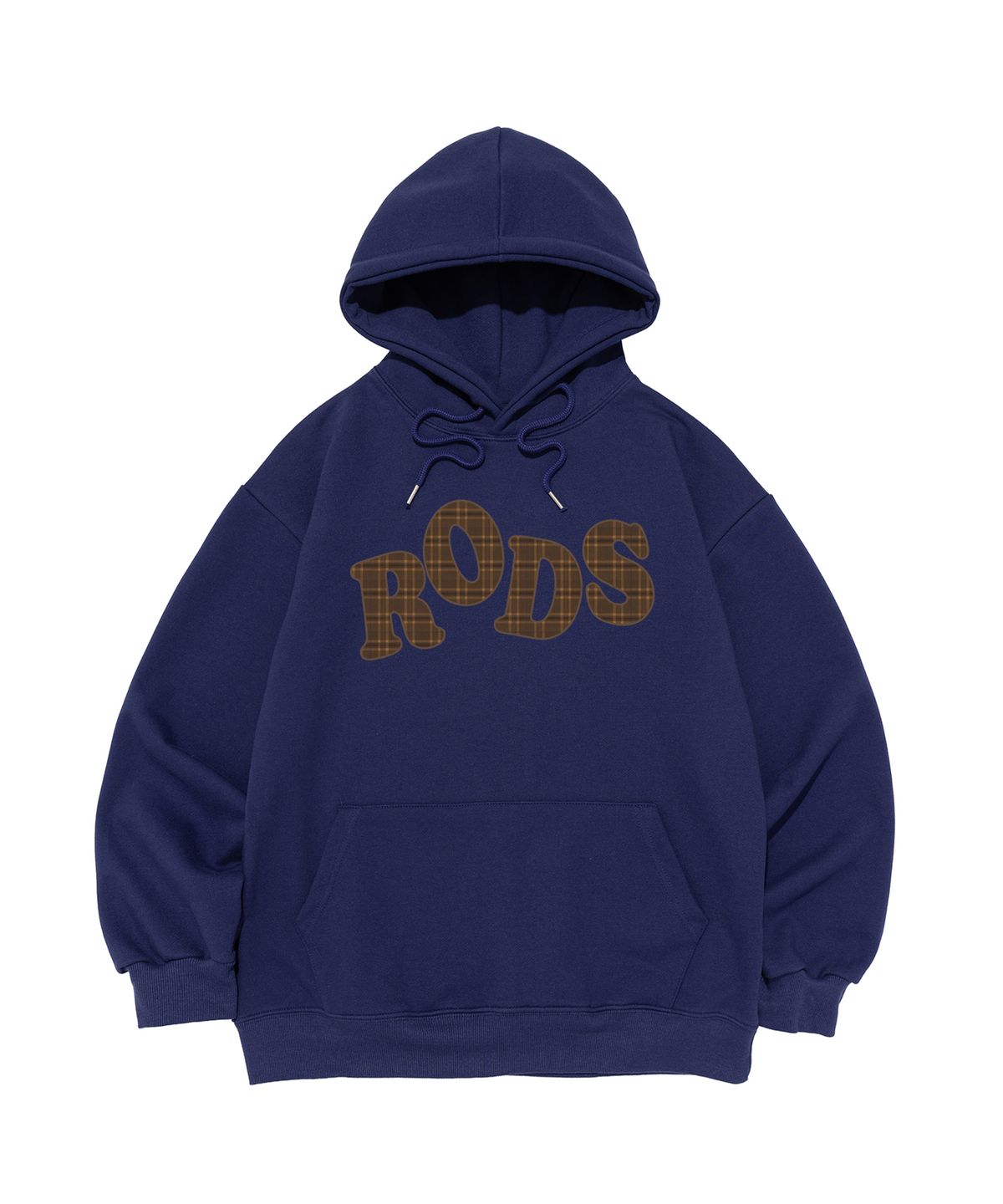 로아드로아(ROIDESROIS) [기모/NO기모] RODS 빅 로고 체크 후드티 (블루)