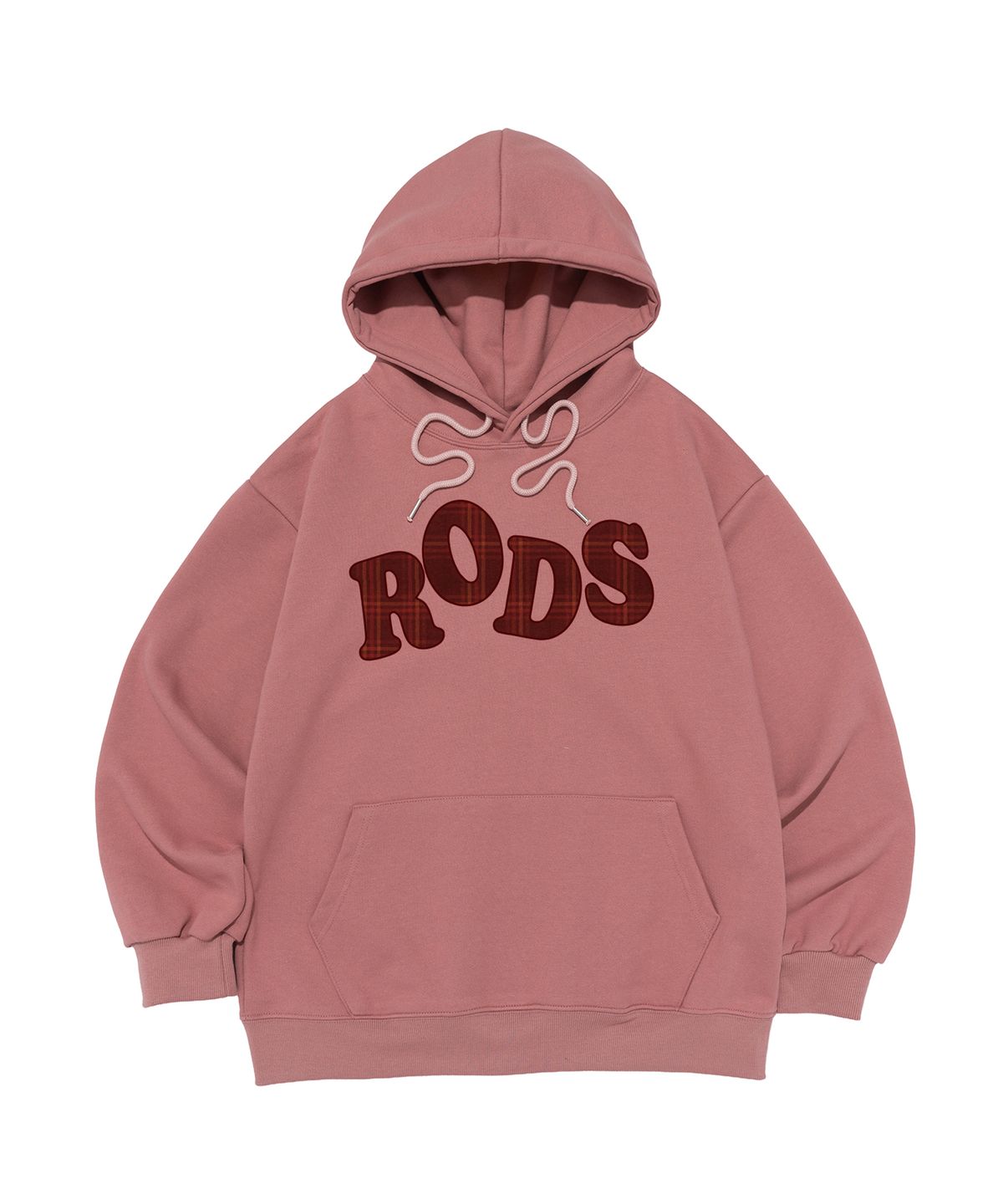 로아드로아(ROIDESROIS) [기모/NO기모] RODS 빅 로고 체크 후드티 (핑크)