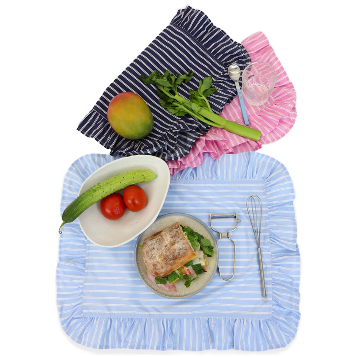 고그린오브젝트(GOGREENOBJECT) 순면 스트라이프 프릴 테이블 매트