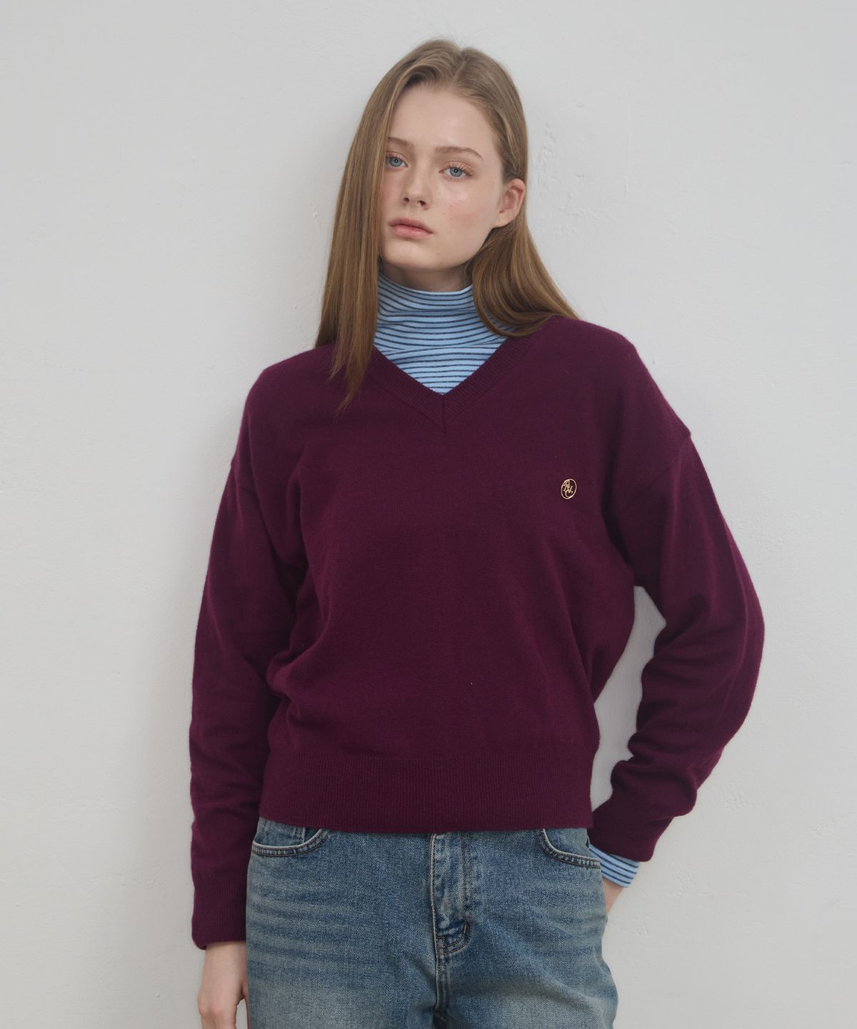 아노에틱(ANOETIC) SOFT V-NECK PULLOVER_PURPLE