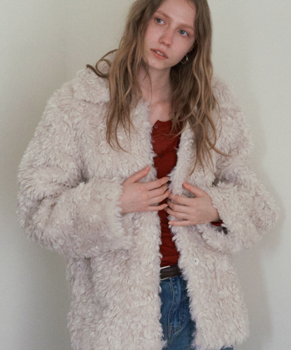 헤인트(HAINT) CLOI FAKE FUR JACKET_CREAM IVORY