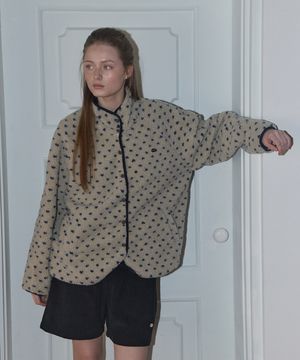 DOT PATTERN FLEECE JACKET_IVORY