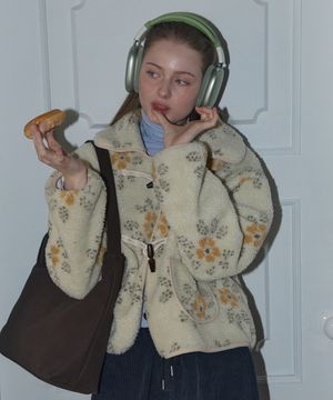 FLORAL FLEECE DUFFLE JACKET_VINTAGE IVORY
