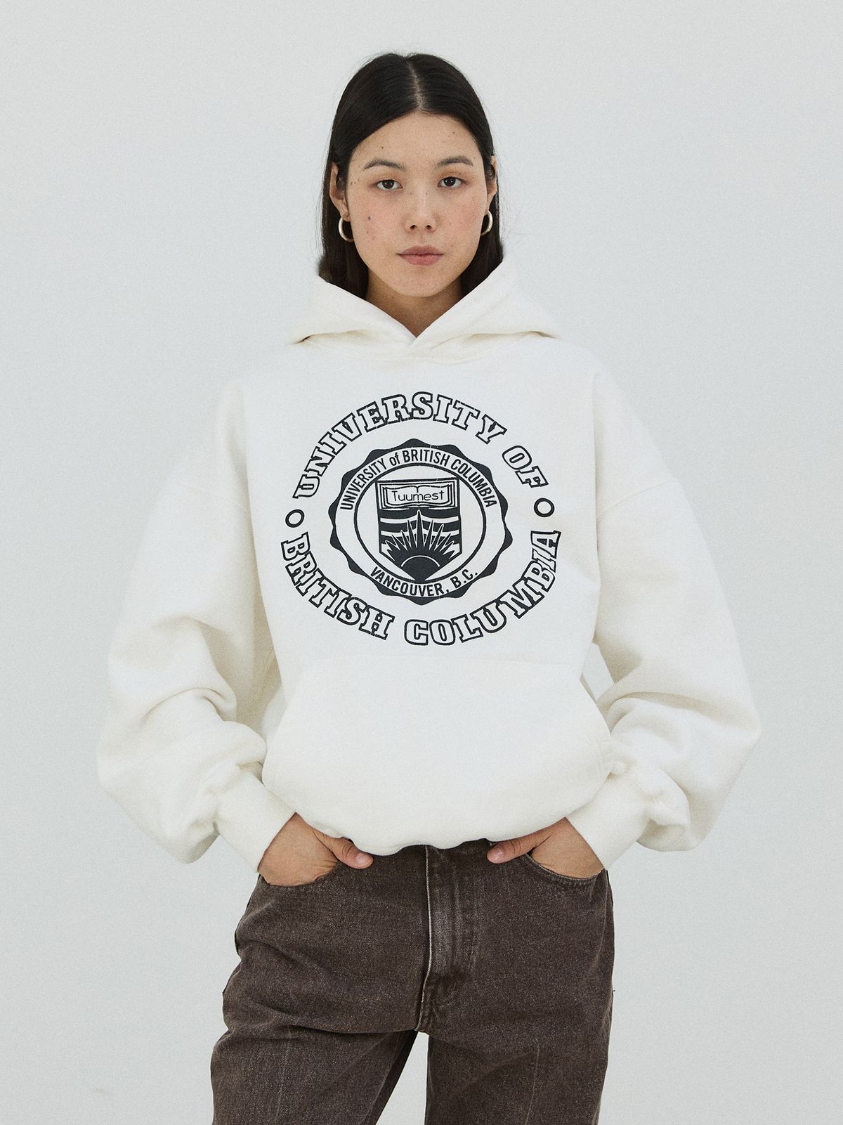 플라비즘(PLAVISM) Vintage Print Washed Hoodie - Off White