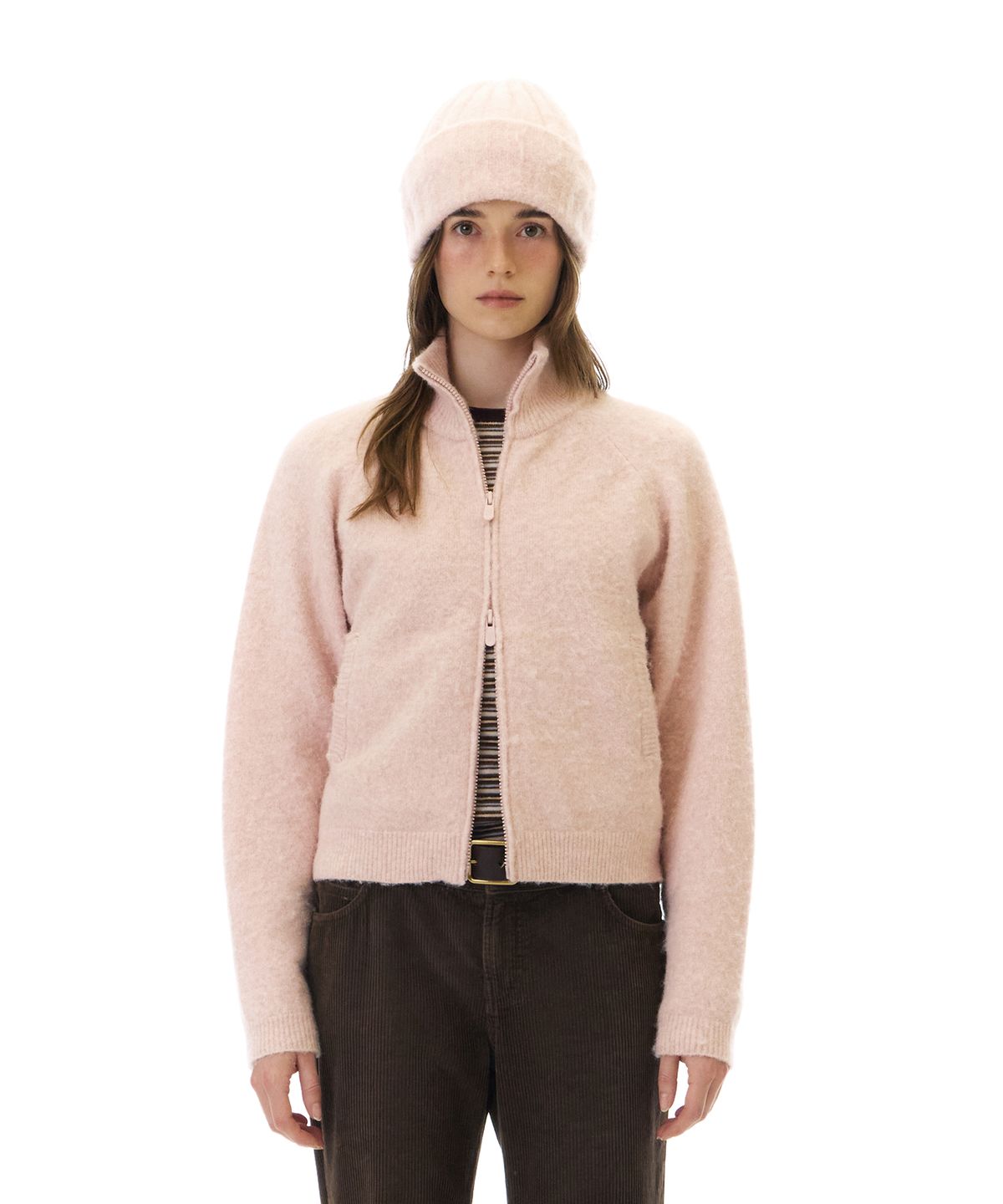 그로브(GROVE) HUG KNIT ZIP-UP (PINK)