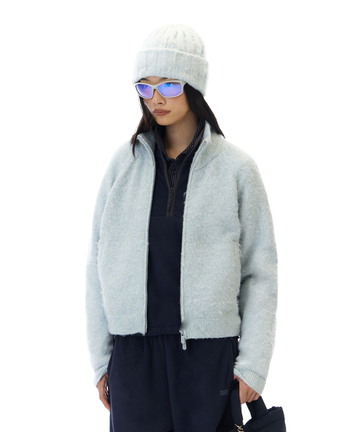 그로브(GROVE) HUG KNIT ZIP-UP (LIGHT BLUE)