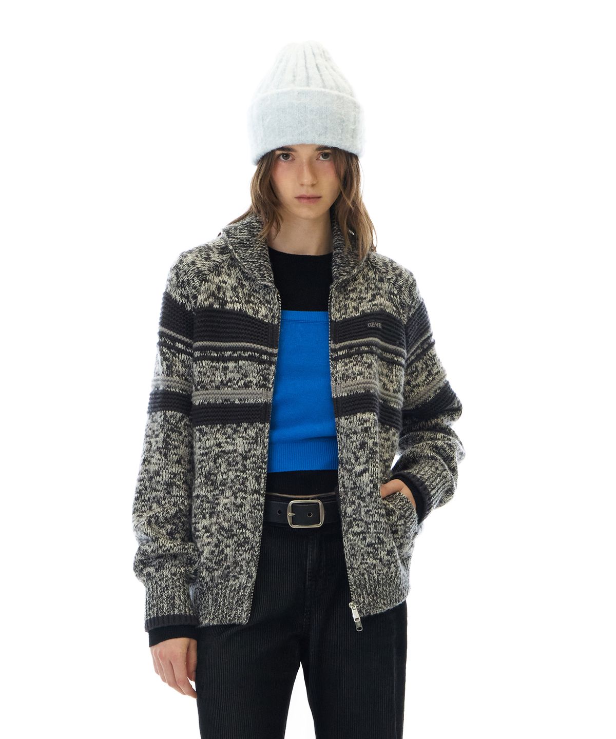 그로브(GROVE) FEMKE KNIT ZIP-UP (GRAY)
