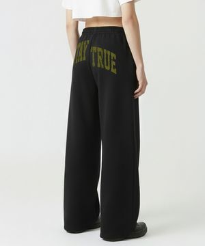 아치 스테이 스트링 원턱 와이드 팬츠 - 블랙