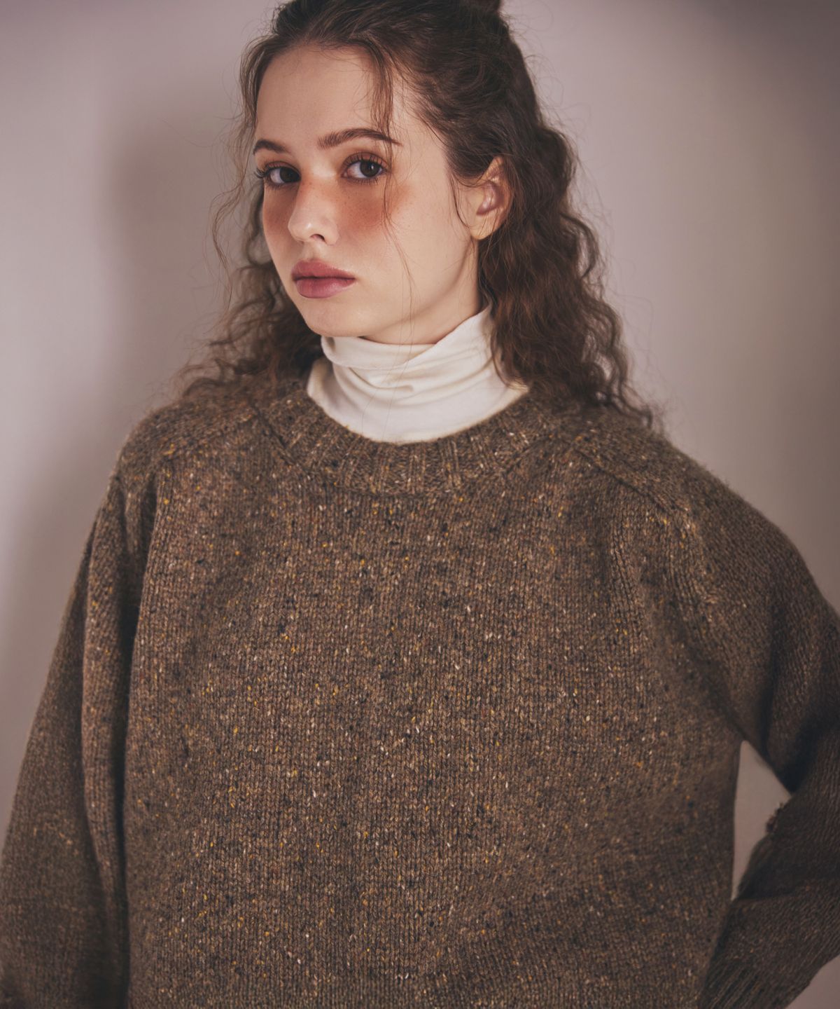 오픈도어스튜디오(OPENDOORSTUDIO) Vintage Melange Knit Brown