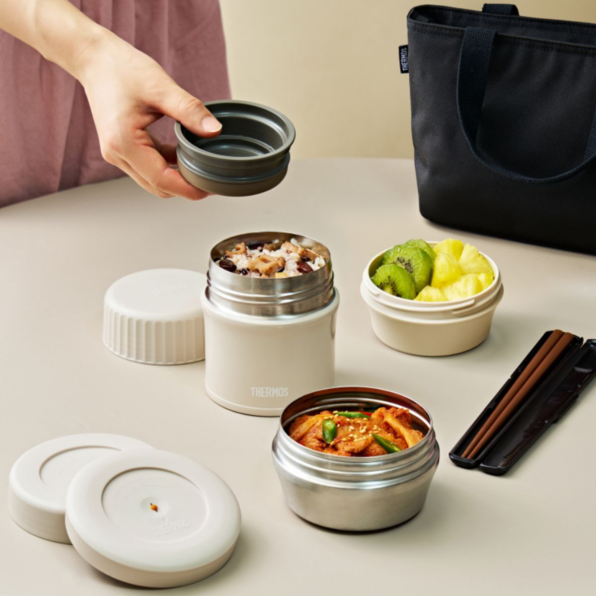 써모스(THERMOS) 뉴 반반 분리형 보온도시락 TKLG-901 (885ml)